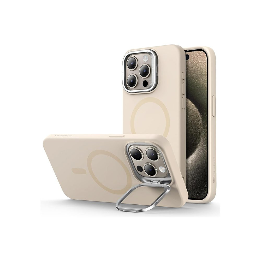 ESR for iPhone 15 Pro Max Case with MagSafe, Supports Magnetic Charging, Slim Liquid Silicone Case, Shock Absorbing, Screen and Camera Protection, Cloud Series, Light Tan