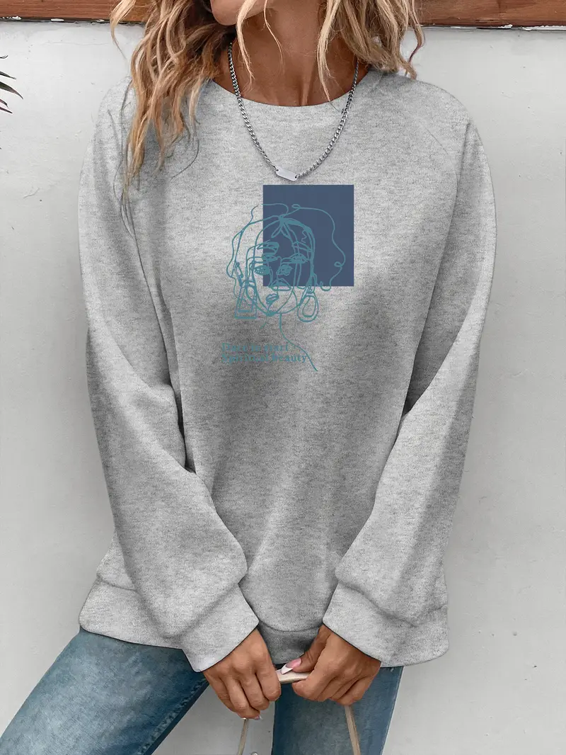 Women's Christmas Sweatshirt Casual Fashion Printing Long Sleeve O-Neck Pullover Top Blouse Wool Sweater, S-3XLc
